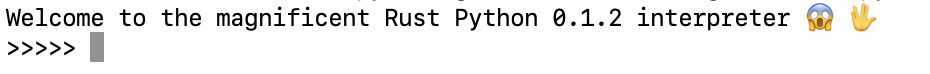 RustPython Welcome Message